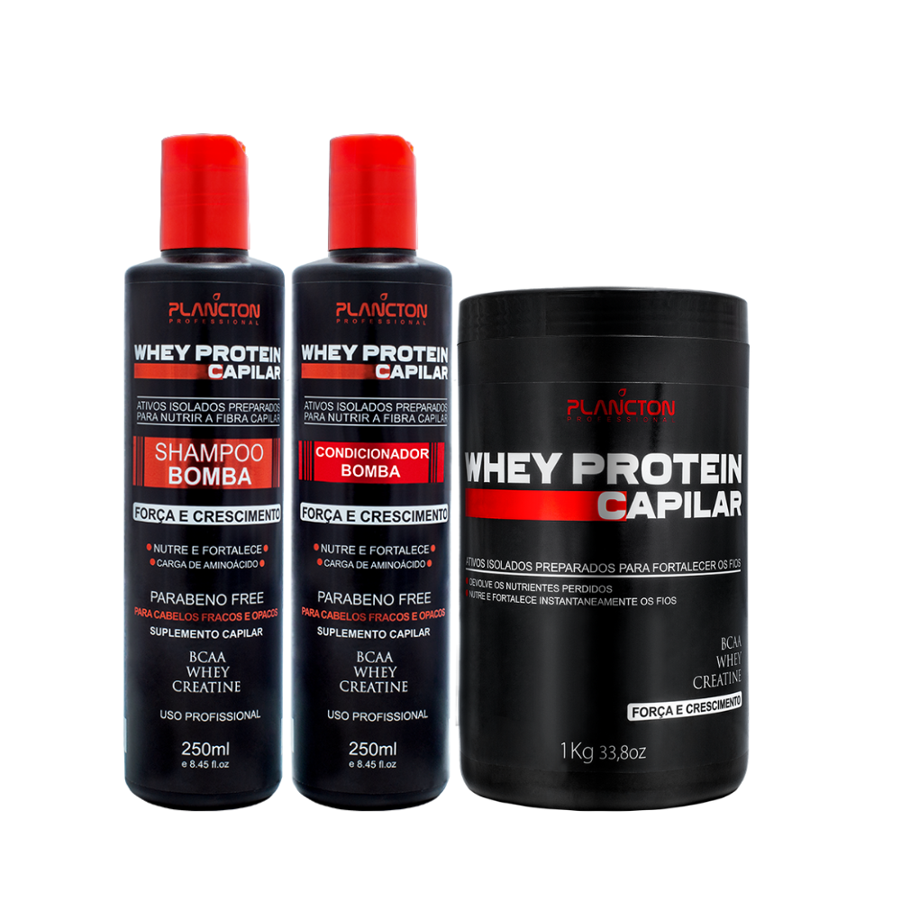 Mega Combo Whey Protein – Shampoo e Condicionador 250ml + máscara 1kg