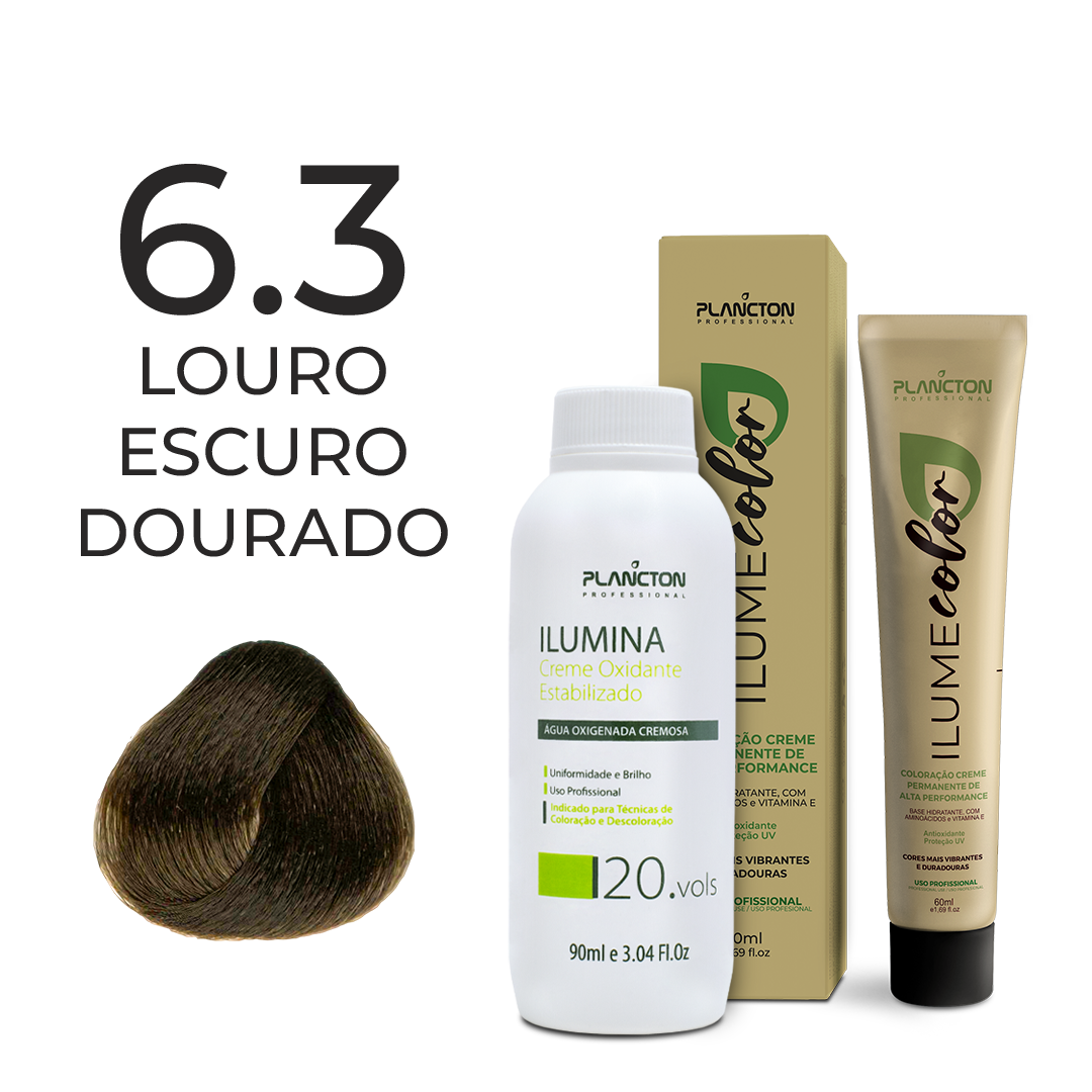 KIT ILUME COLOR PLANCTON - 6.3 LOURO ESCURO DOURADO + ILUMINA OX 20V - 90ML