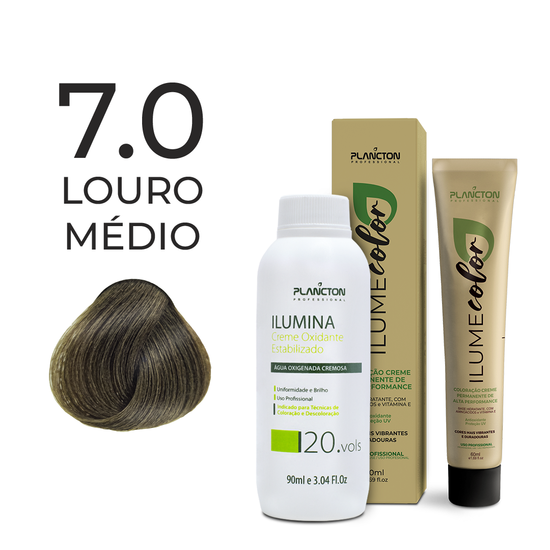 KIT ILUME COLOR PLANCTON - 7.0 LOURO MÉDIO + ILUMINA OX 20V - 90ML