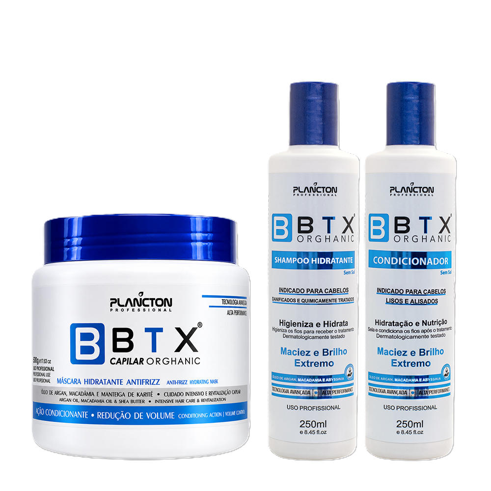 BTX Capilar Orghanic 500g e Kit Sh+Cond 250ML - Plancton Professional