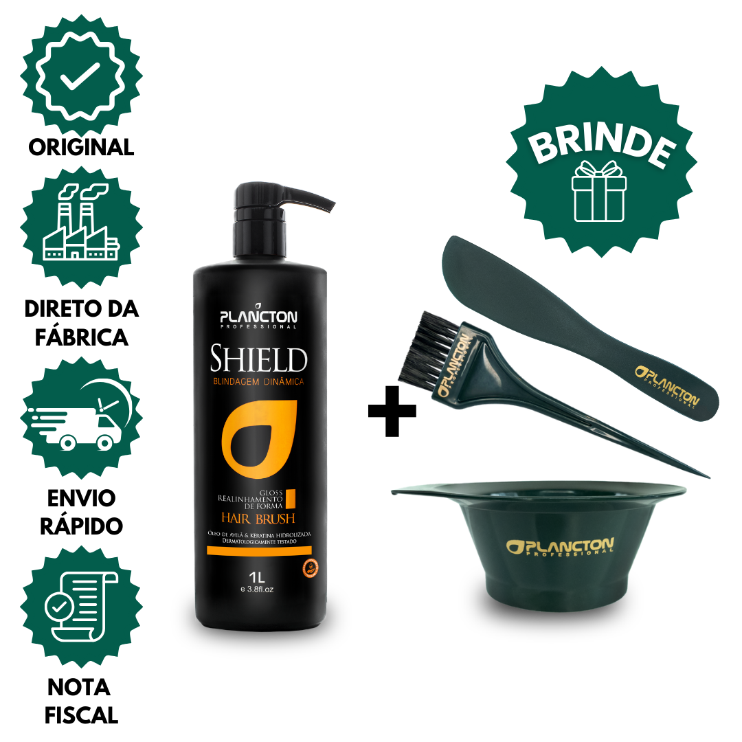 Shield - Gloss Defrizante Plancton - 1L + Kit Aplicador Grátis