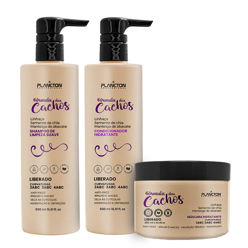 Nova Fórmula dos Cachos-Shampoo, Condicionador e Máscara