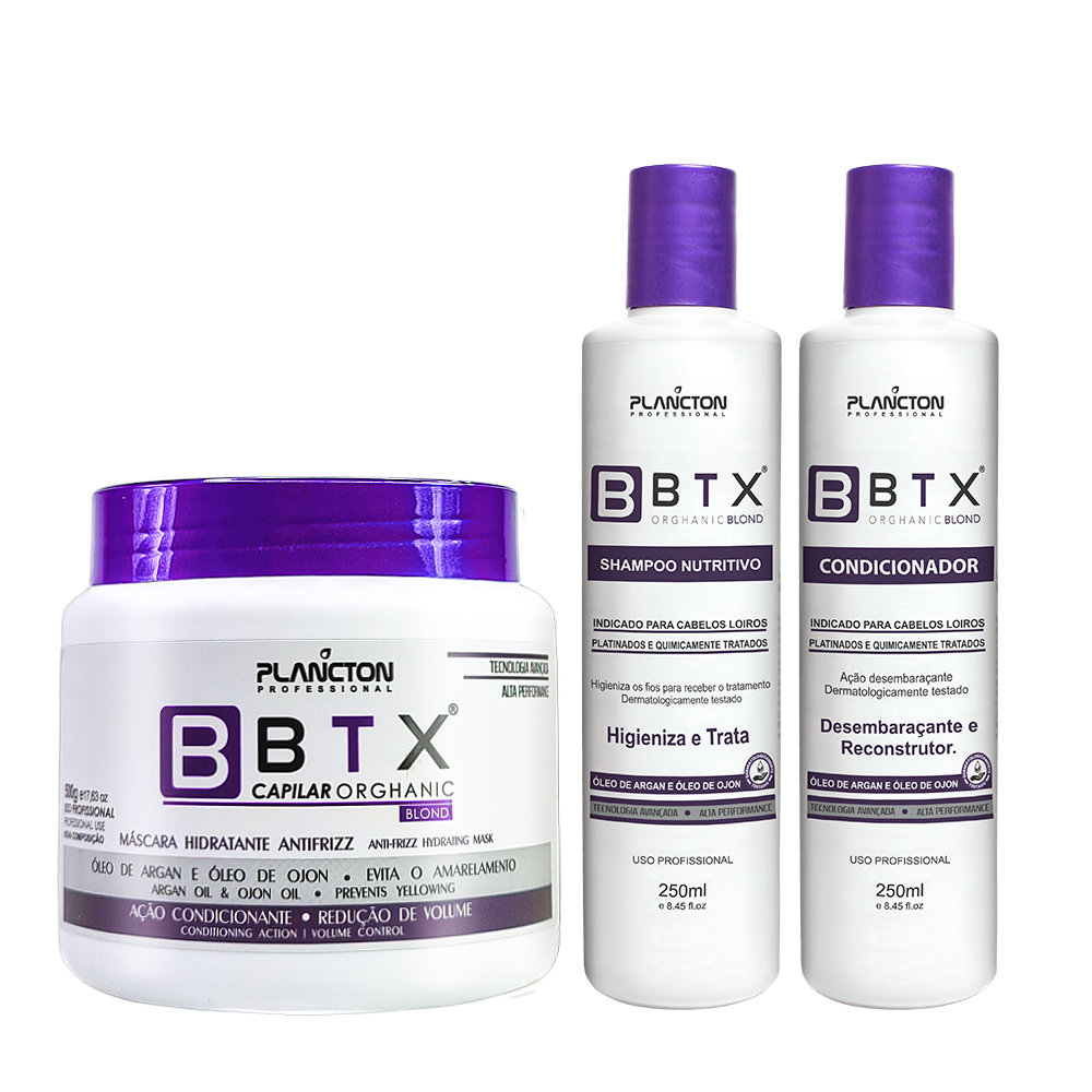 Btx Capilar Blond 500g + Kit Sh e Cond Blond 250ml - Plancton Professional