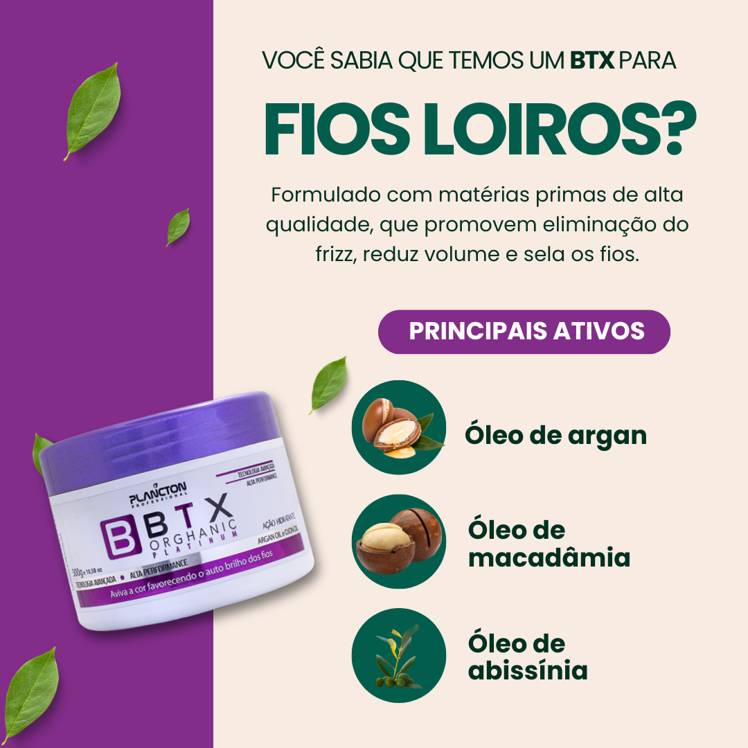 BTX Blond 300g - Redução de Volume Sem Formol + Kit Aplicador Grátis