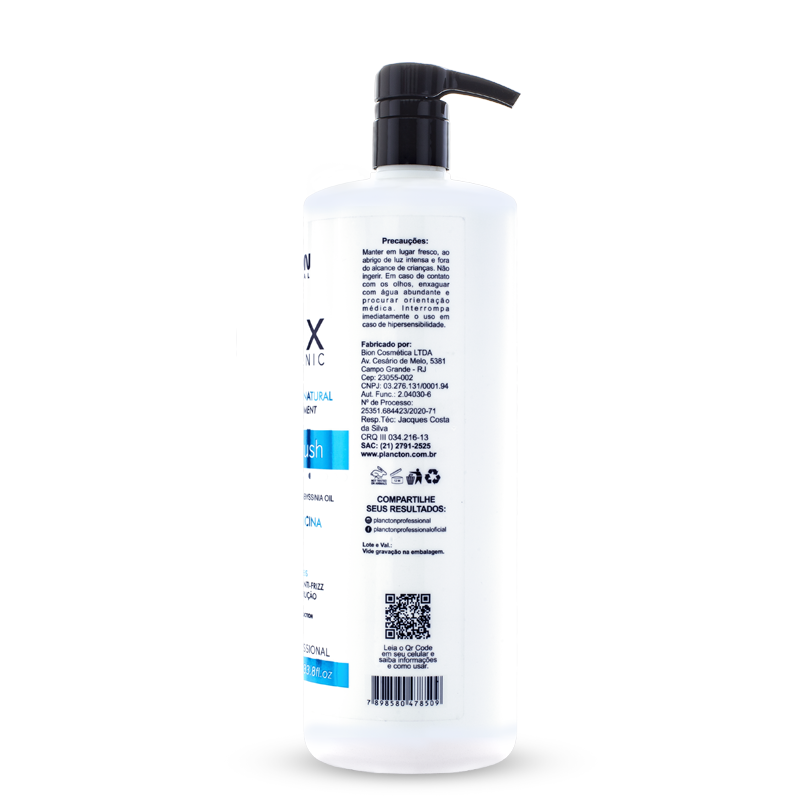 BTX Orghanic Brush Plancton 1L + Touca Plástica Descartável – Efeito Liso, Brilho Espelhado e Nutrição