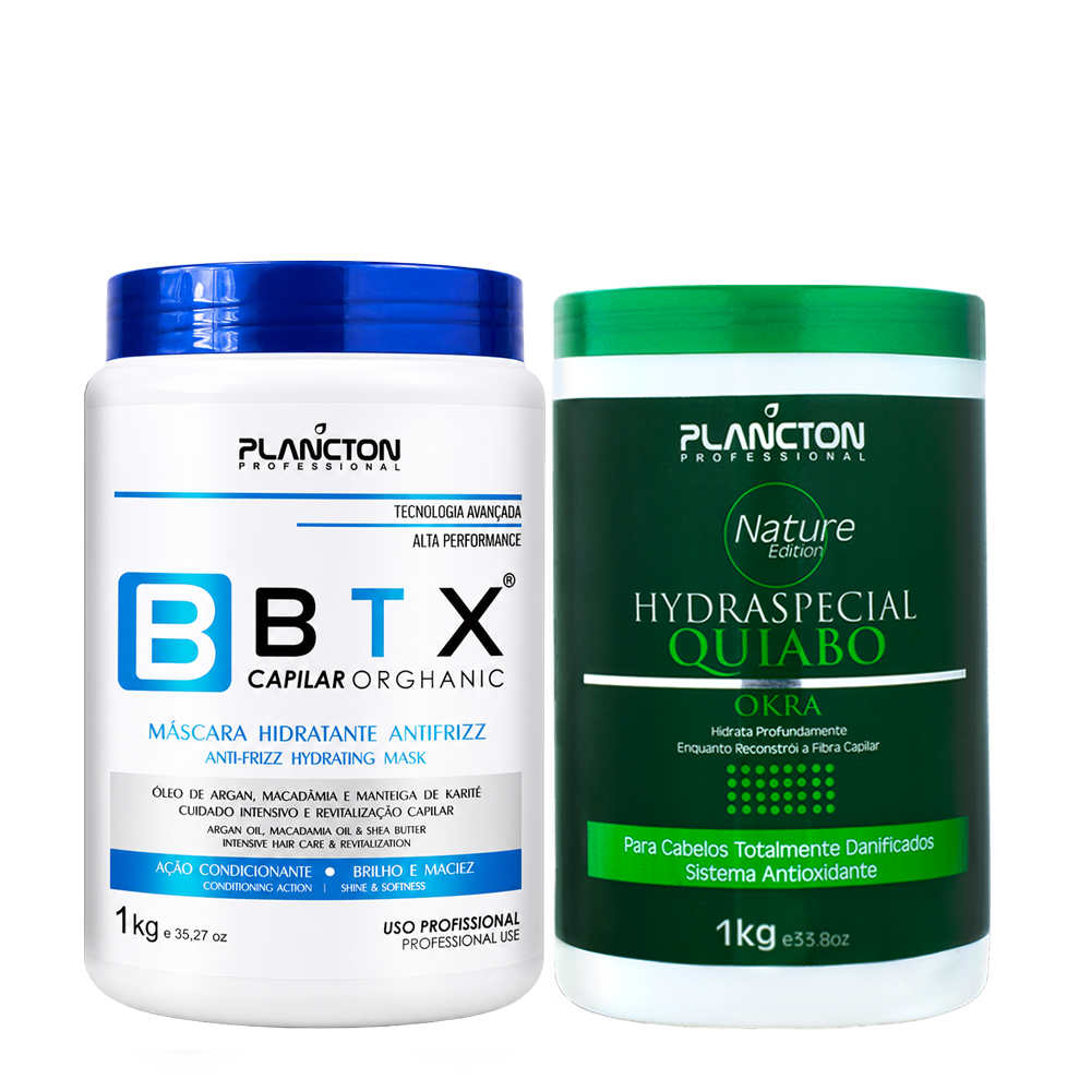 Kit BTX Orghanic + Máscara de Quiabo Plancton – 2 Produtos de 1kg