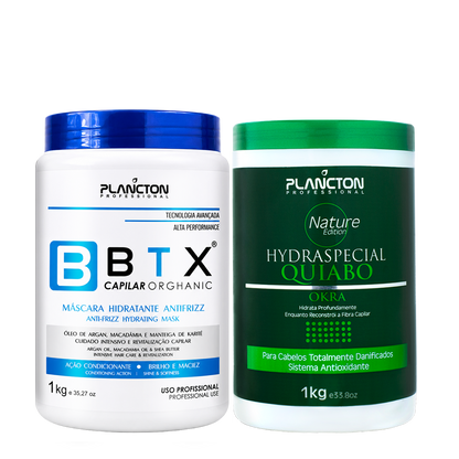 Kit BTX Orghanic + Máscara de Quiabo Plancton – 2 Produtos de 1kg