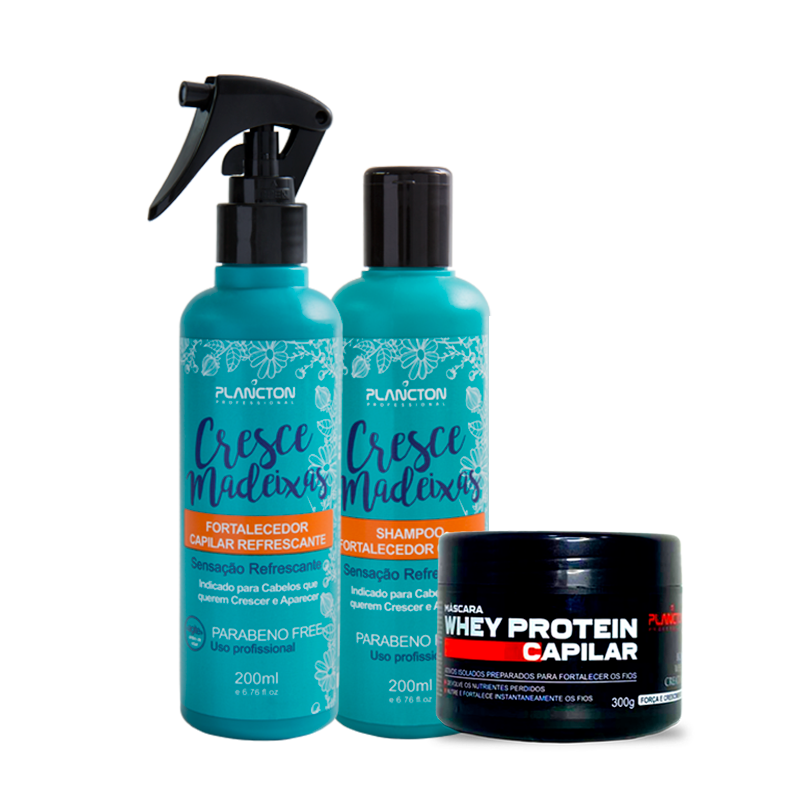 Kit Cresce Madeixas + Máscara Whey Protein 300g
