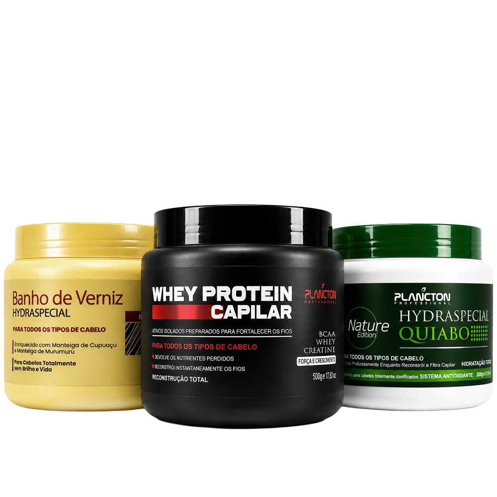 Combo Cronograma- Quiabo, Verniz e Whey 500g - Plancton