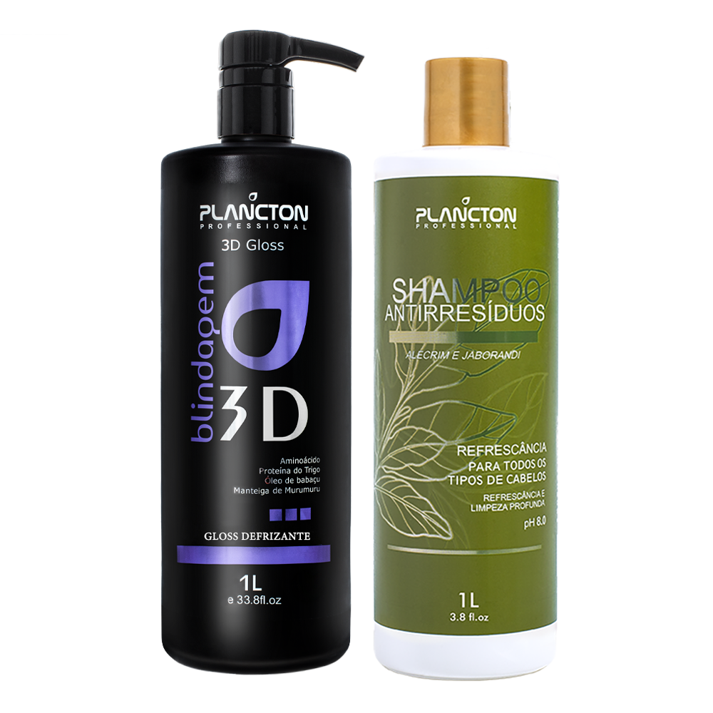 Blindagem 3D Gloss 1Lt + GRÁTIS Shampoo Antirresíduo 1Lt