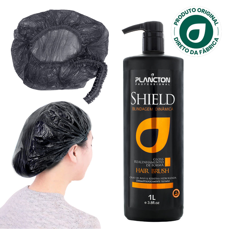 Shield - Gloss Defrizante Plancton - 1L + Touca Plástica Descartável