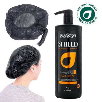 Shield - Gloss Defrizante Plancton - 1L + Touca Plástica Descartável