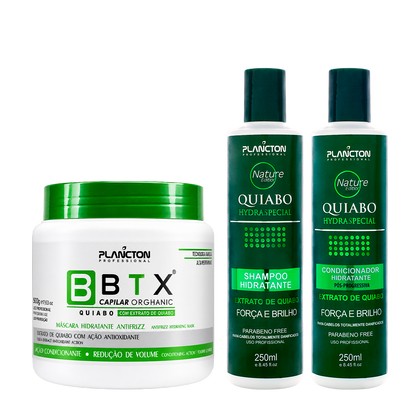 BTX Capilar Quiabo 500g e Kit Sh + Cond Quiabo 250ml  - Plancton Professional