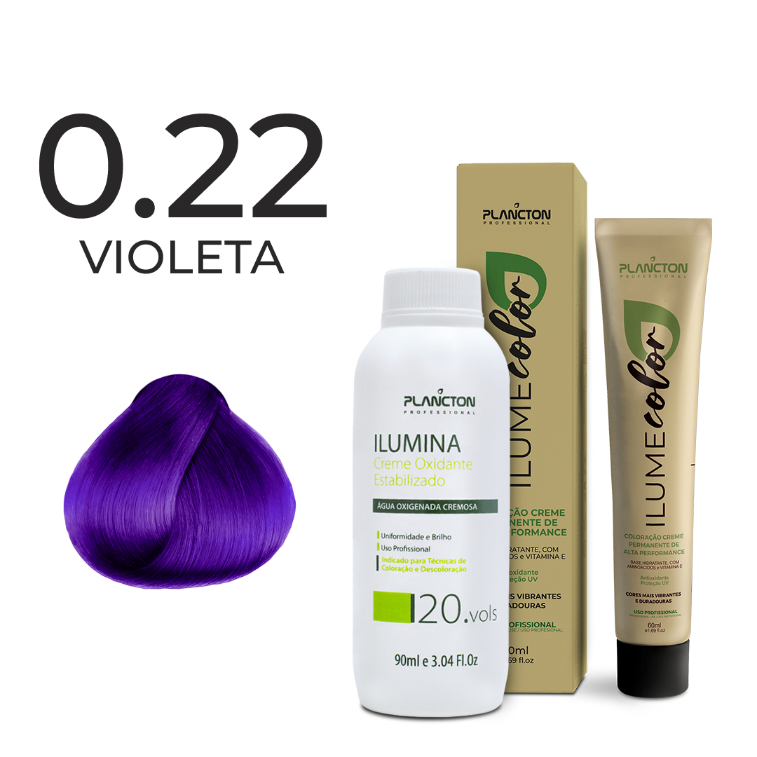 KIT ILUME COLOR PLANCTON - 0.22 VIOLETA + ILUMINA OX 20V - 90ML