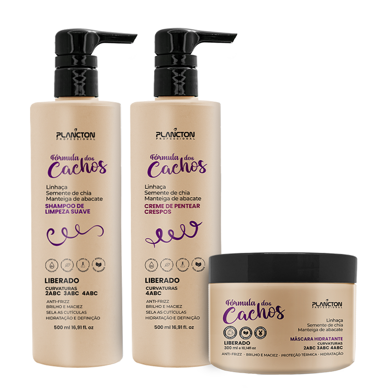 Nova Fórmula dos Cachos-Shampoo, Creme 4abc e Máscara