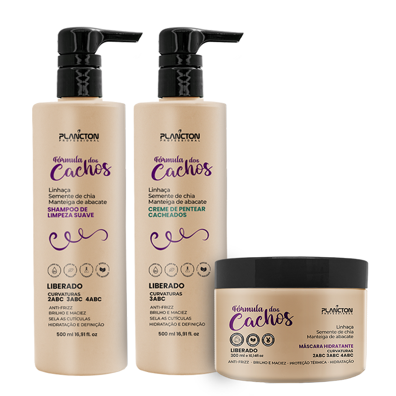 Nova Fórmula dos Cachos-Shampoo, Creme 3abc e Máscara