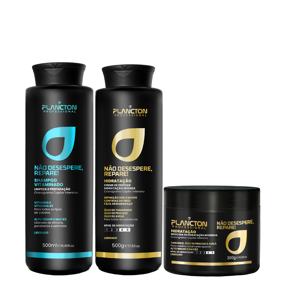 Kit Hidratação + Shampoo NDR - Não Desespere, Repare! Cronograma Plancton