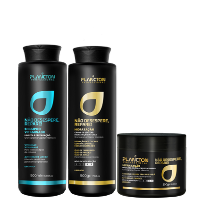 Kit Hidratação + Shampoo NDR - Não Desespere, Repare! Cronograma Plancton