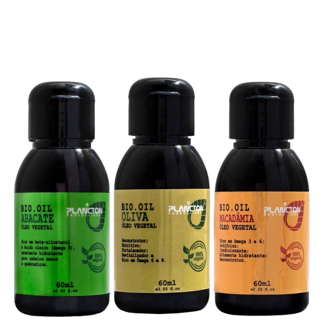Kit Terapia de Revitalização Profunda - Bio Oil de Oliva - Macadâmia - Abacate 60ml