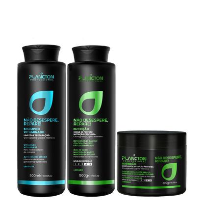 Kit Nutrição + Shampoo NDR - Não Desespere, Repare! Cronograma Plancton