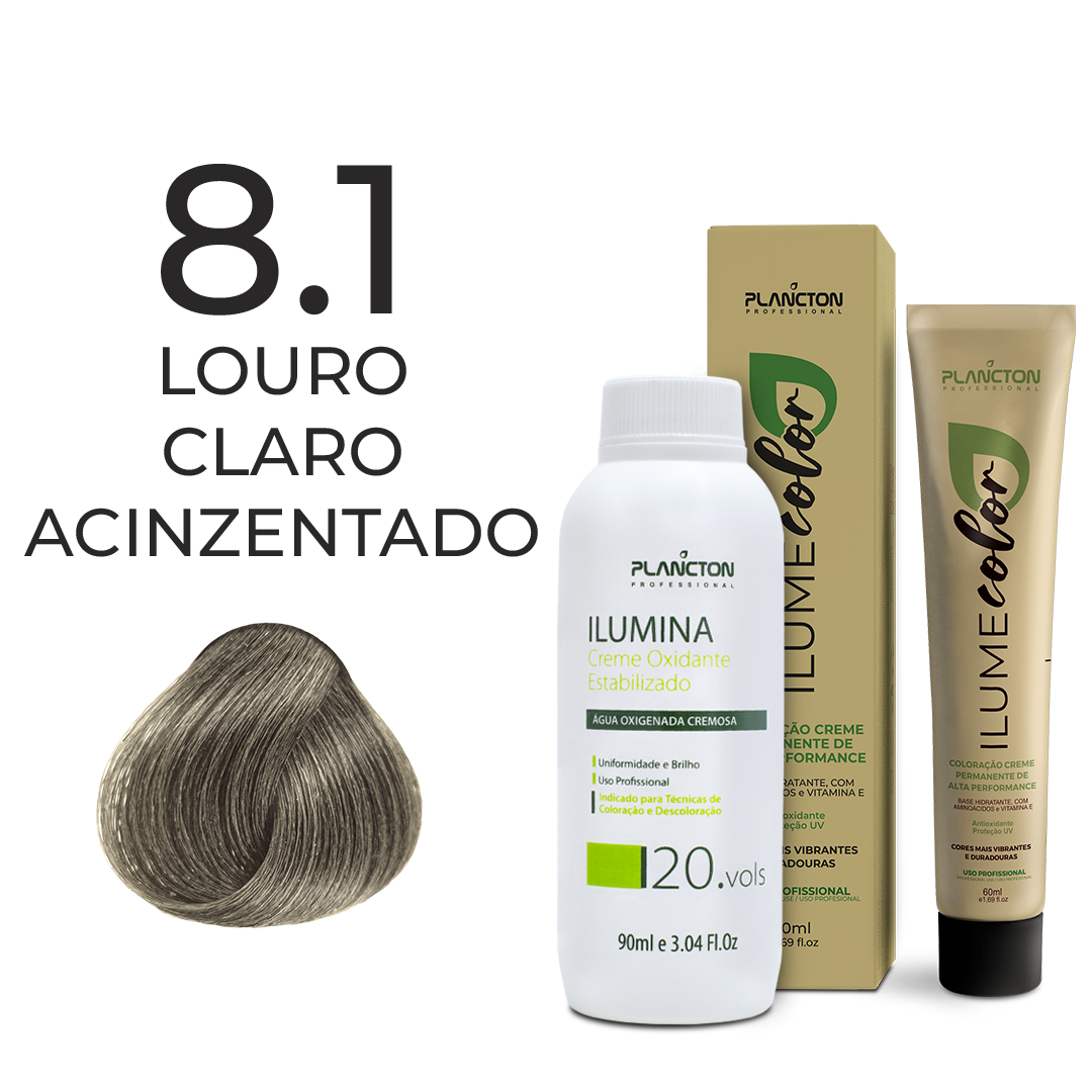 KIT ILUME COLOR PLANCTON - 8.1 LOURO CLARO ACIZENTADO + ILUMINA OX 20V - 90ML