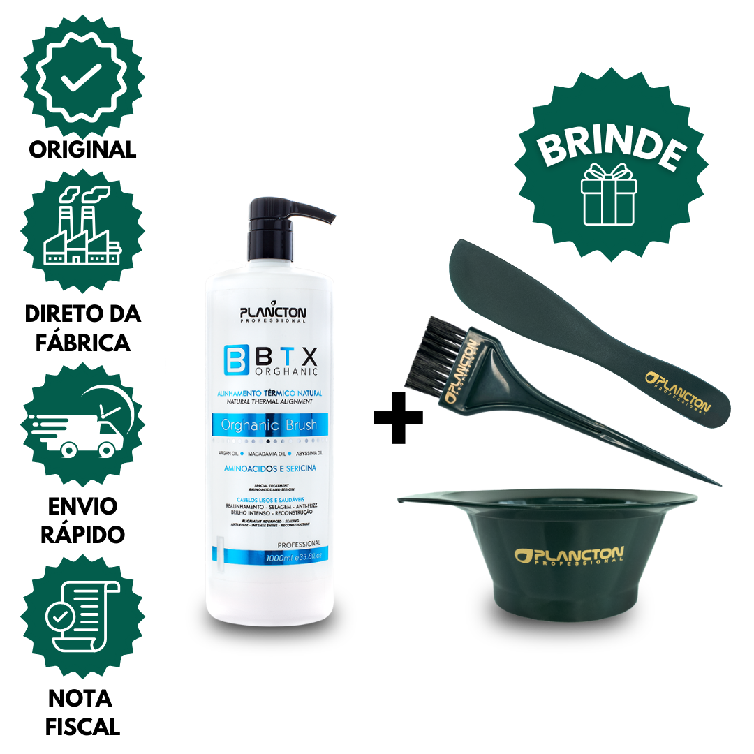 BTX Orghanic Brush 1L – Redução de Volume Sem Formol + Kit Aplicador Grátis