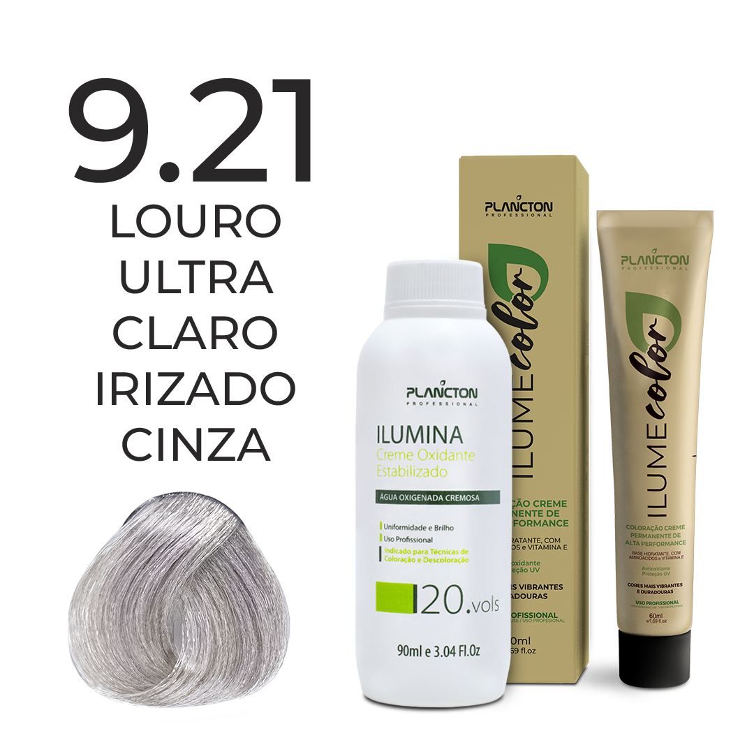 KIT ILUME COLOR PLANCTON - 9.21 LOURO ULTRA CLARO IRIZADO CINZA + ILUMINA OX 20V - 90ML