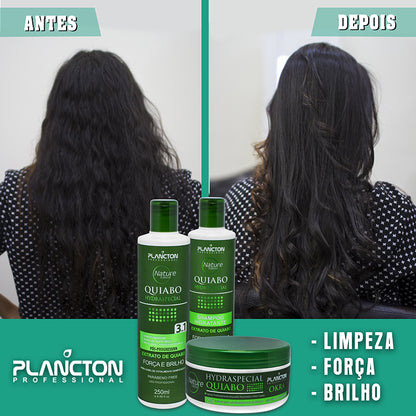 Mascara Quiabo 500g + Kit Sh e Cond 250ml - Plancton