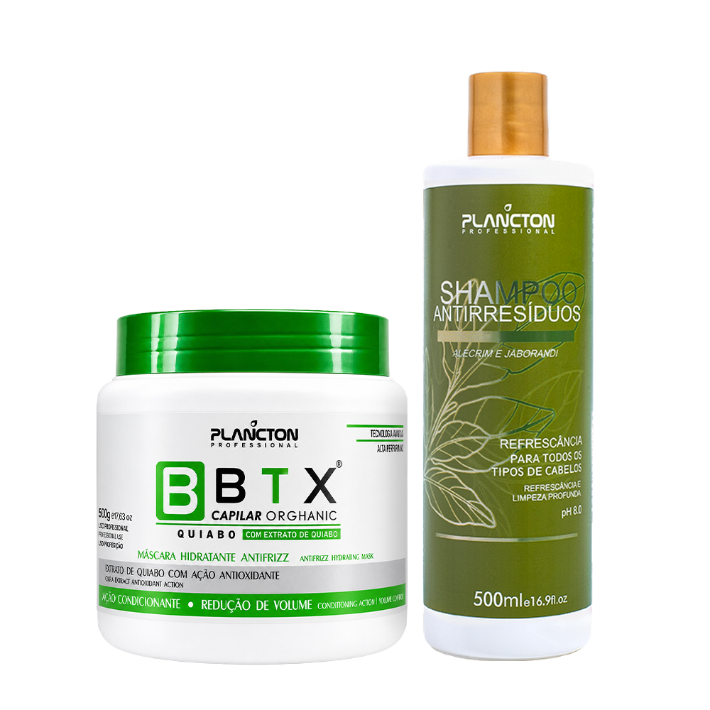 BTX Capilar Quiabo 500g + SH Antirresiduo 500ml - Plancton Professional
