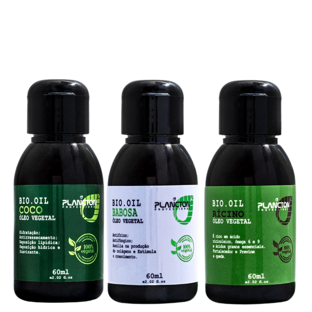 Kit Terapia Crescimento Saudável - Bio Oil de Babosa - Coco Extra Virgem - Rícino 60ml