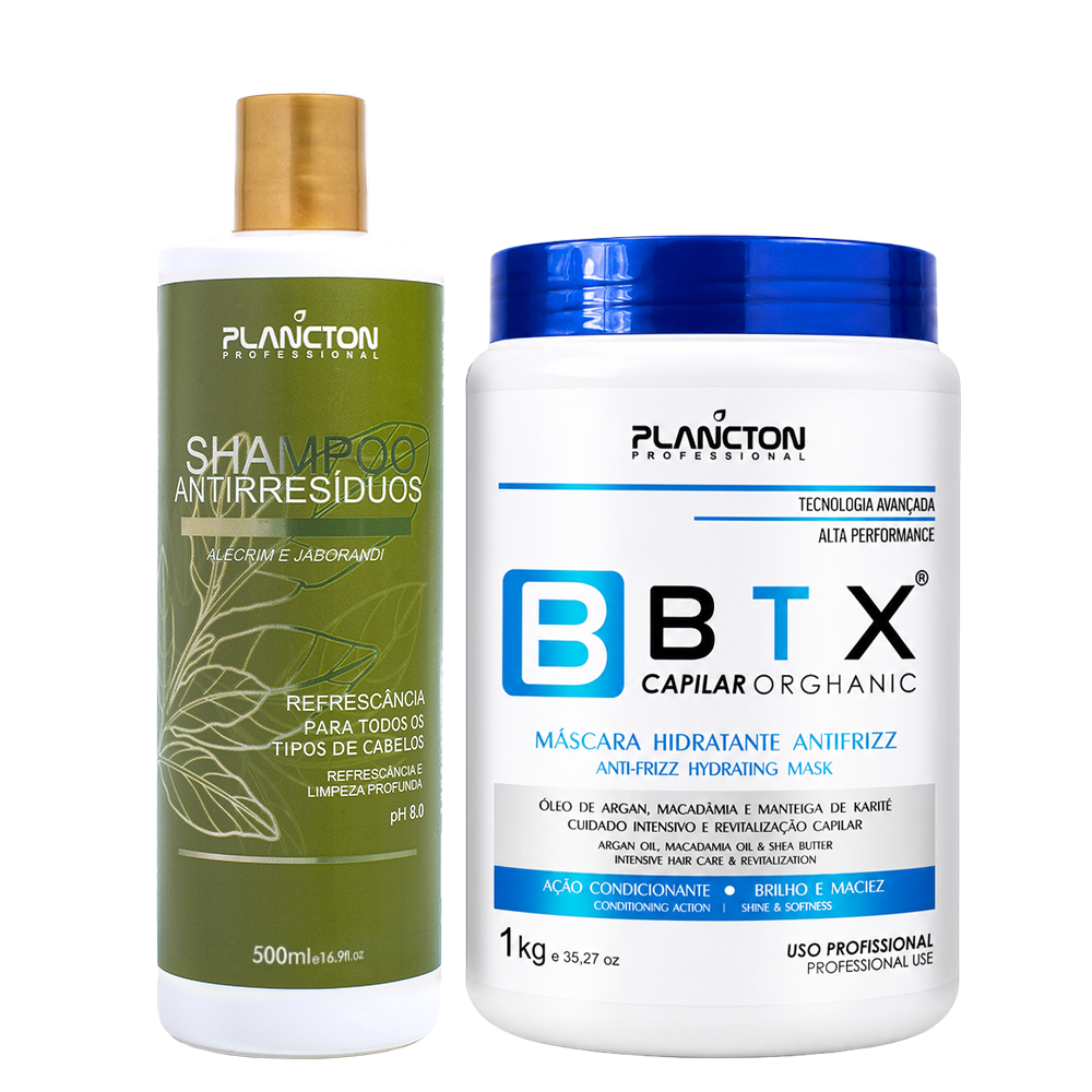 BTX Orghanic 1kg e Shampoo Antirresíduo 500ml Plancton