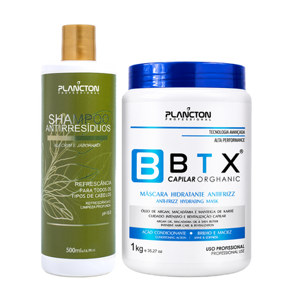 BTX Orghanic 1kg e Shampoo Antirresíduo 500ml Plancton
