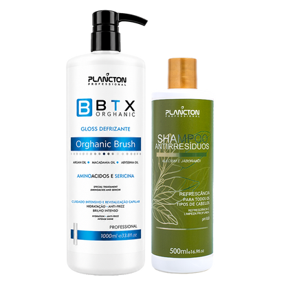 Btx Orghanic Brush 1L e Shampoo Antirresíduo 500ml
