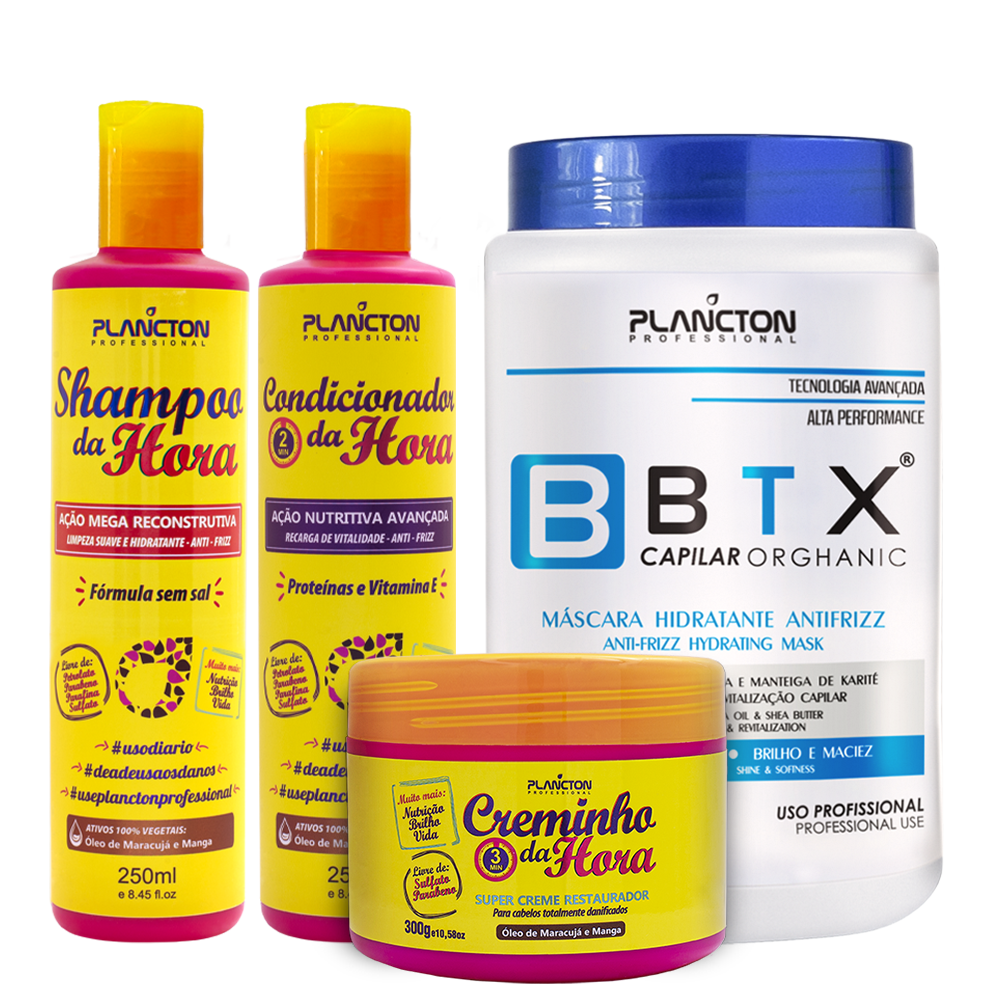 Kit 1 Btx Orghanic 1kg - 1 Kit da Hora 250ml - 1 Creminho da Hora