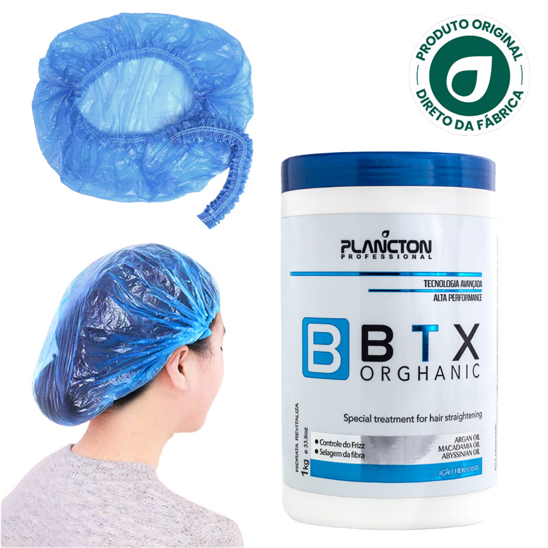BTX Orghanic 1Kg + Touca Plástica Grátis – Efeito Liso, Brilho Espelhado e Hidratação Profunda