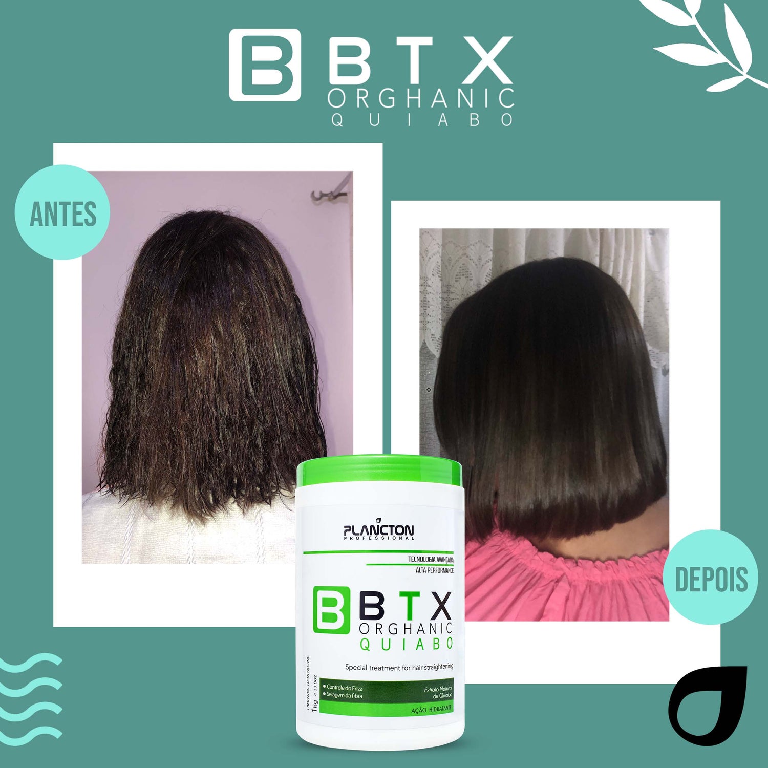 BTX Orghanic Quiabo 1Kg + Touca Plástica Grátis – Ação Condicionante Natural Profunda!