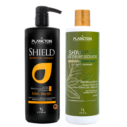 Shield Gloss Defrizante 1L +  Shampoo Antirresíduo 1L