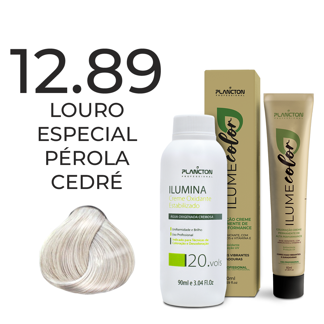 KIT ILUME COLOR PLANCTON - 12.89 LOURO ESPECIAL PÉROLA CEDRÉ + ILUMINA OX 20V - 90ML