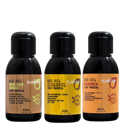Kit Terapia Hidratação Suprema - Bio Oil de Argan,Oliva,Linhaça - Girassol - Macadâmia 60ml