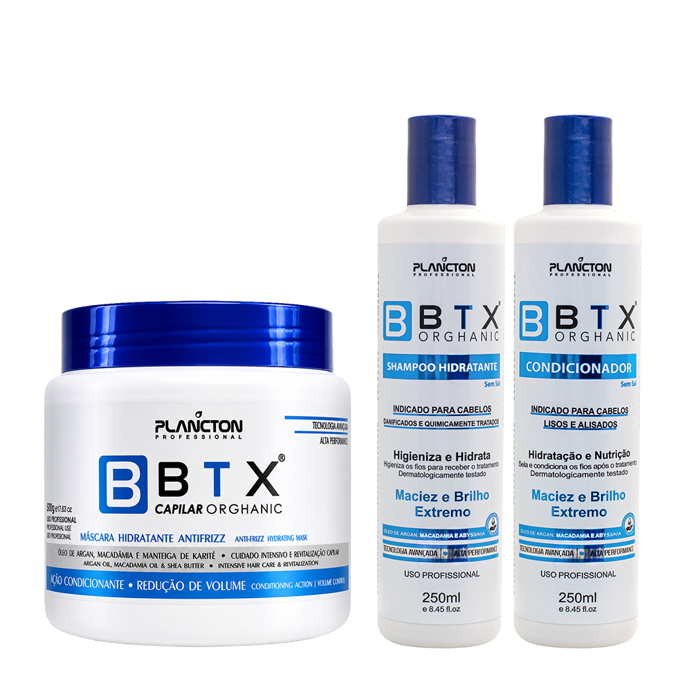 BTX Capilar Orghanic 500g e Kit Sh+Cond  250ML - Plancton Professional