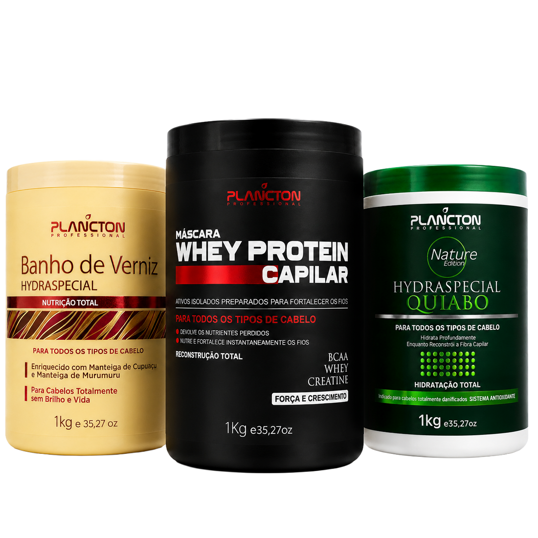 Combo Cronograma- Quiabo, Verniz e Whey 1kg - Plancton