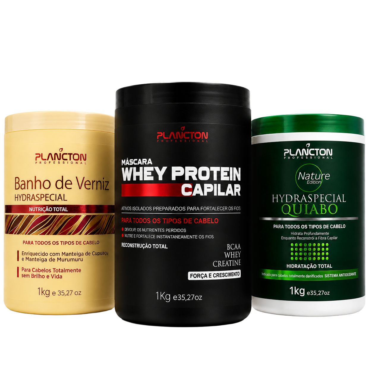 Combo Cronograma- Quiabo, Verniz e Whey 1kg - Plancton