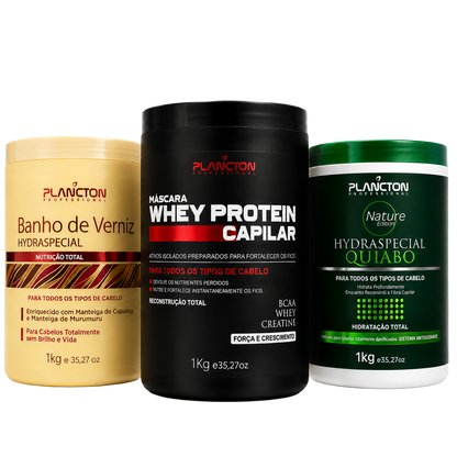 Combo Cronograma- Quiabo, Verniz e Whey 1kg - Plancton