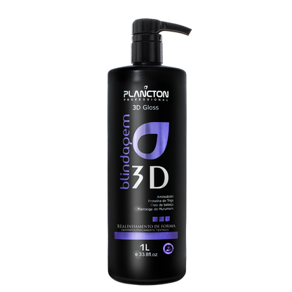 3D Gloss Defrizante 1L+ Quiabo 1k + Shine Gold 60ml