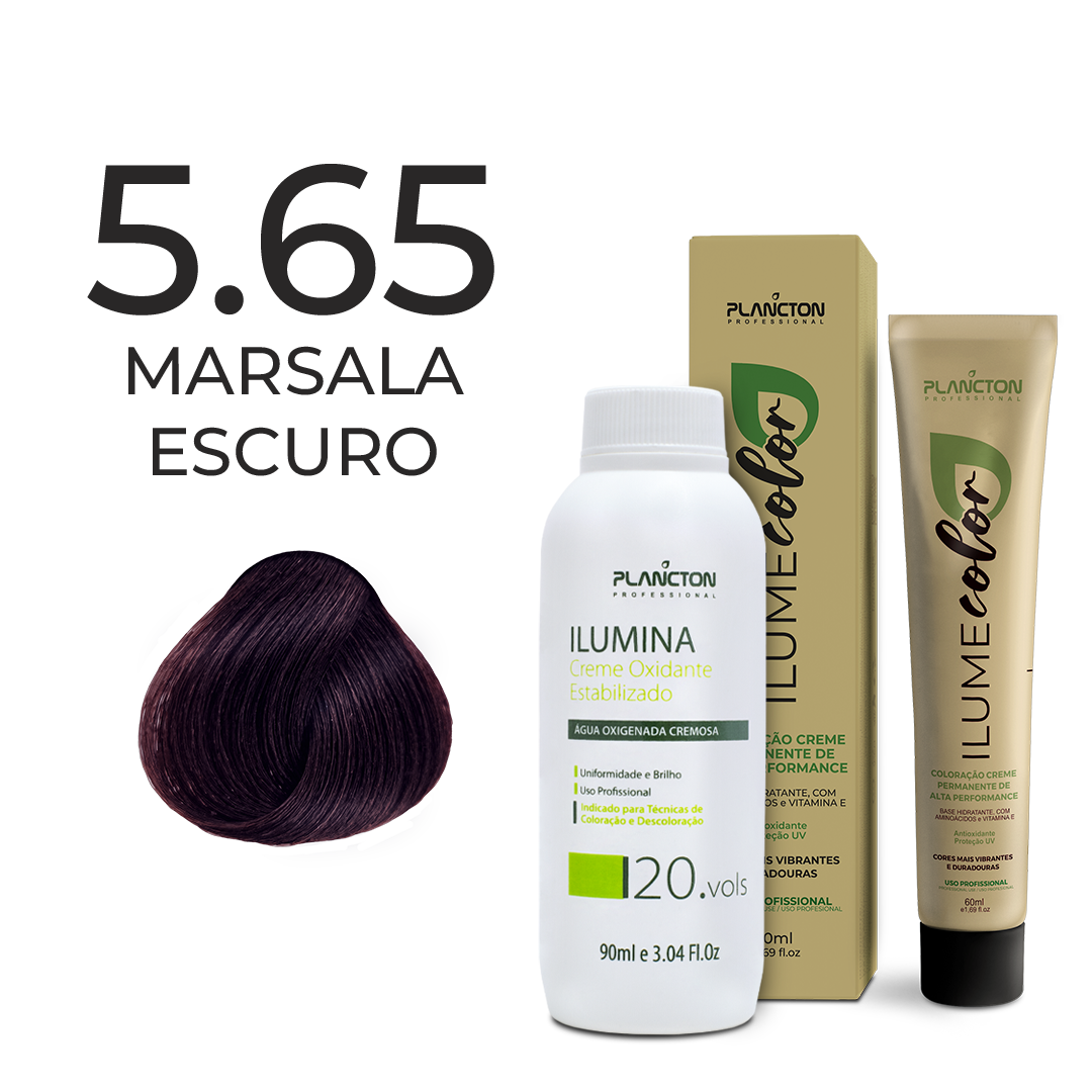 KIT ILUME COLOR PLANCTON - 5.65 MARSALA ESCURO + ILUMINA OX 20V - 90ML